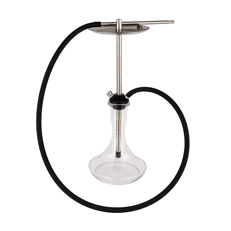 Läpinäkyvä Glass Pom+ ruostumaton teräs Double Hole Hookah 56cm