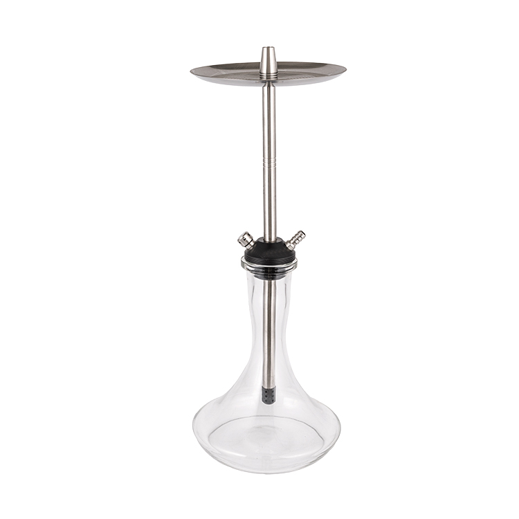 Läpinäkyvä Glass Pom+ ruostumaton teräs Double Hole Hookah 56cm