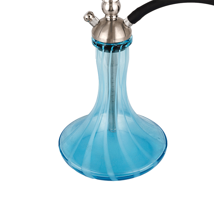 Sininen lasi hopea ruostumaton teräs Double Hookah 58cm