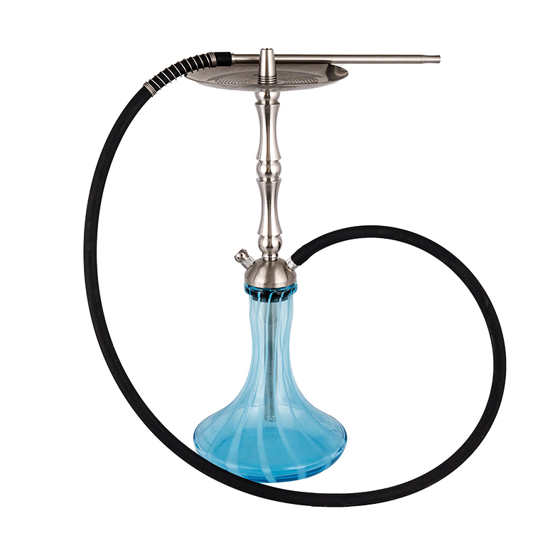 Sininen lasi hopea ruostumaton teräs Double Hookah 58cm