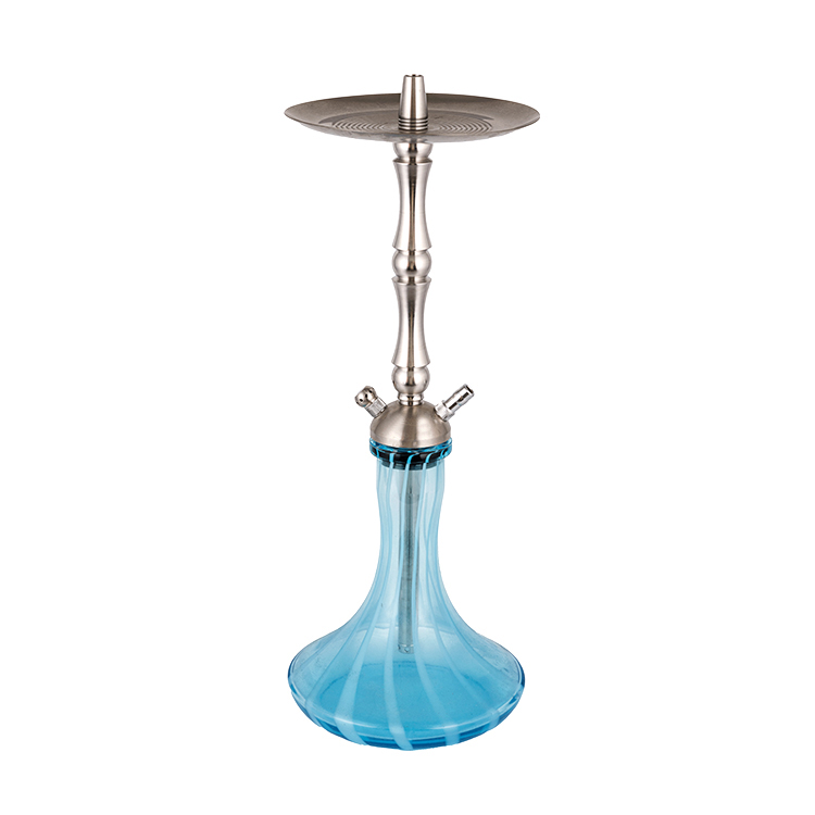 Sininen lasi hopea ruostumaton teräs Double Hookah 58cm