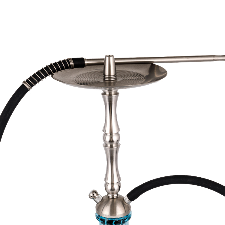 Sininen lasi hopea ruostumaton teräs Double Hookah 58cm