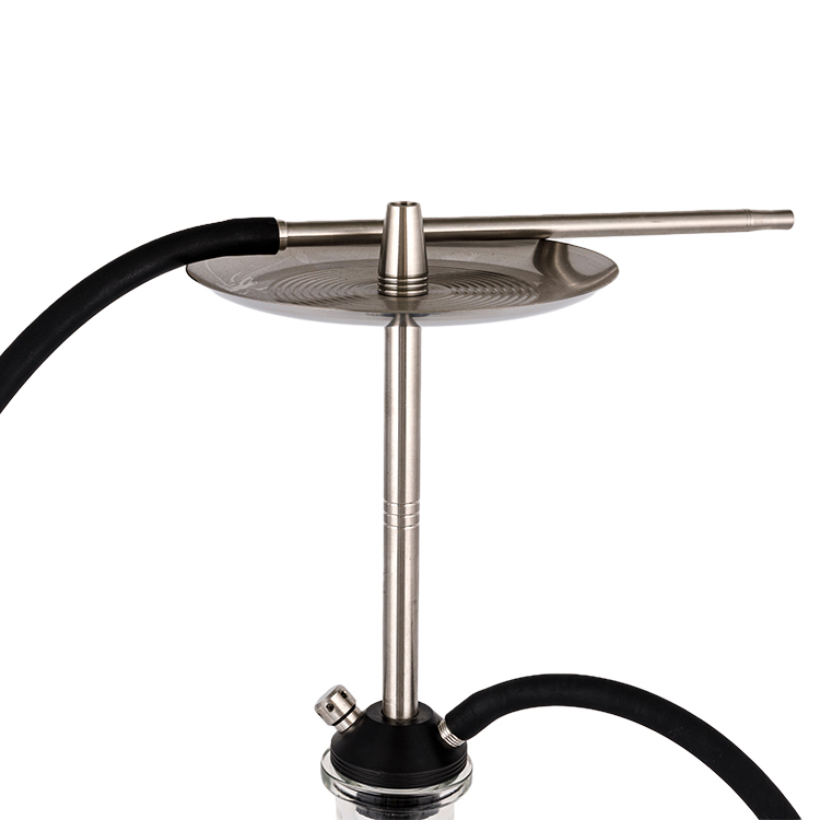 Läpinäkyvä Glass Pom+ ruostumaton teräs Double Hole Hookah 56cm